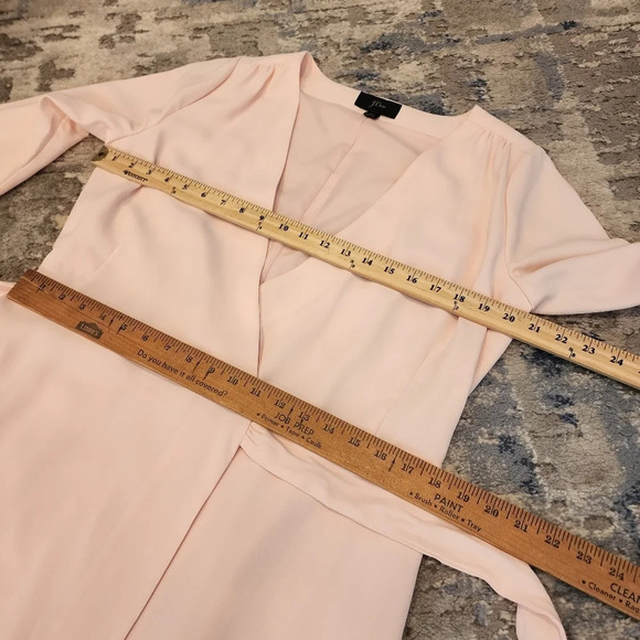 J. Crew 10 Tall Blush Pink Long Sleeve Knee Length True Wrap Dress 10T - Picture 13 of 16
